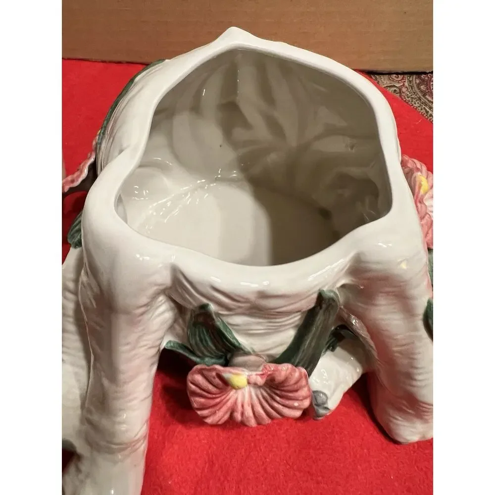 VINTAGE 1991 FITZ & FLOYD JUNGLE RAINFOREST COLLECTION WHITE ELEPHANT COOKIE JAR